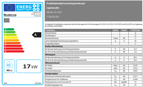 Gasbrennwert Logamax plus GB192i Datenblatt