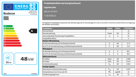 Gasbrennwert Logamax plus GB192i Datenblatt