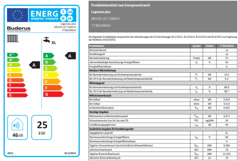Gasbrennwert Logamax plus GB192iT Datenblatt