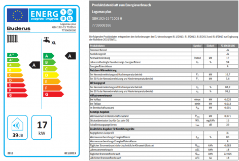 Gasbrennwert Logamax plus GBH192iT Datenblatt