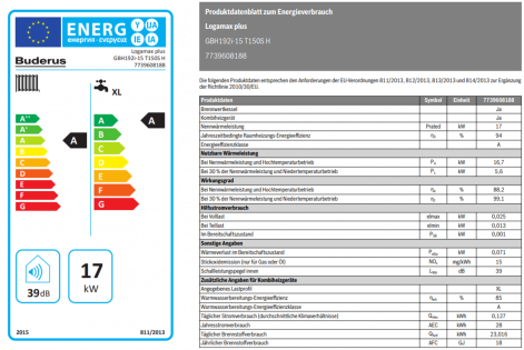 Gasbrennwert Logamax plus GBH192iT Datenblatt