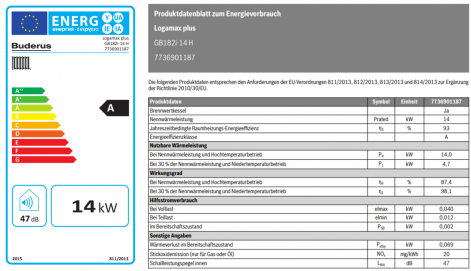 Gasbrennwert Logamax plus GB182i Datenblatt