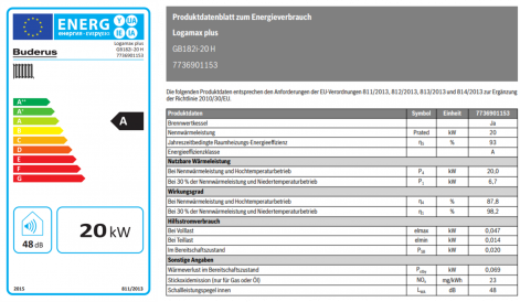 Gasbrennwert Logamax plus GB182i Datenblatt