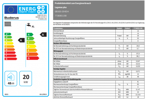 Gasbrennwert Logamax plus GB182i Datenblatt