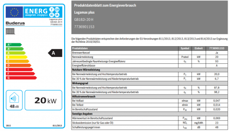 Gasbrennwert Logamax plus GB182i Datenblatt