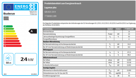 Gasbrennwert Logamax plus GB182i Datenblatt
