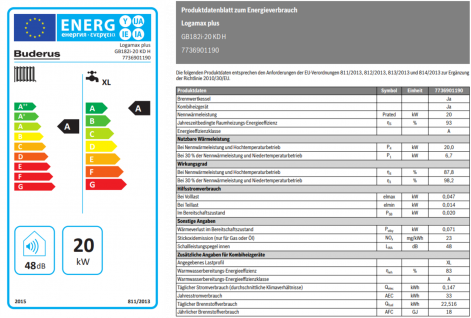 Gasbrennwert Logamax plus GB182i Datenblatt
