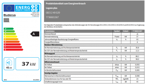 Gasbrennwert Logano plus GB212 Datenblatt