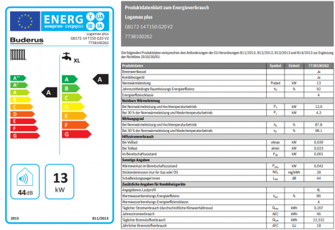 Gasbrennwert Logamax plus GB172T Datenblatt