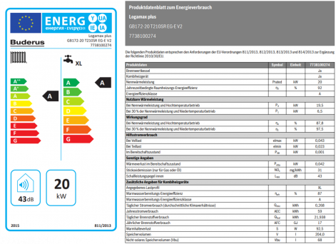 Gasbrennwert Logamax plus GB172T Datenblatt