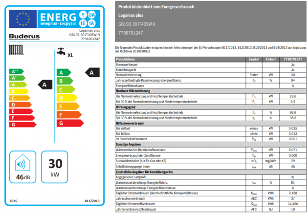 Gasbrennwert Logamax plus GB192-30 iT40S Datenblatt