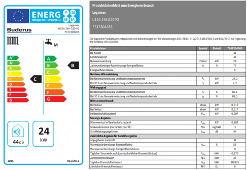 Gasbrennwert Logamax U154 Datenblatt
