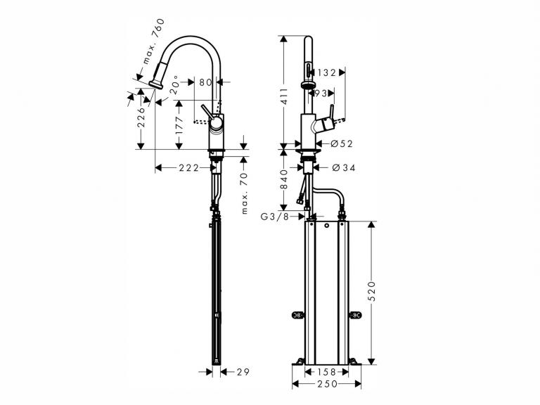 Küchenarmaturen M52 maß