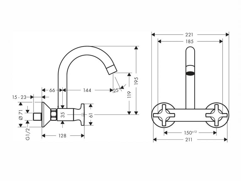 Küchenarmaturen Logis Classic 2 Griff maß