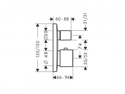 PuraVida Thermostat Unterputz  maß