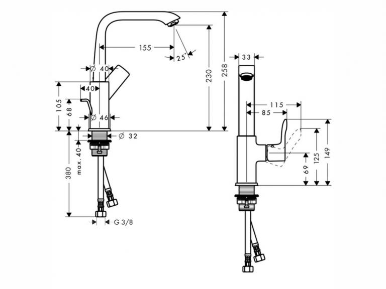 Küchenarmaturen Metris 230 maß