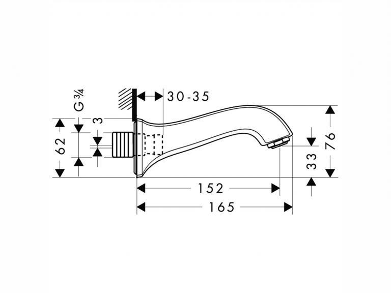 Küchenarmaturen Metris Classic Wanneneinlauf maß