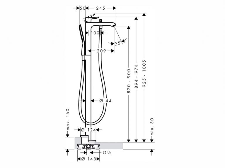 Küchenarmaturen Metris Modern bodenstehend maß