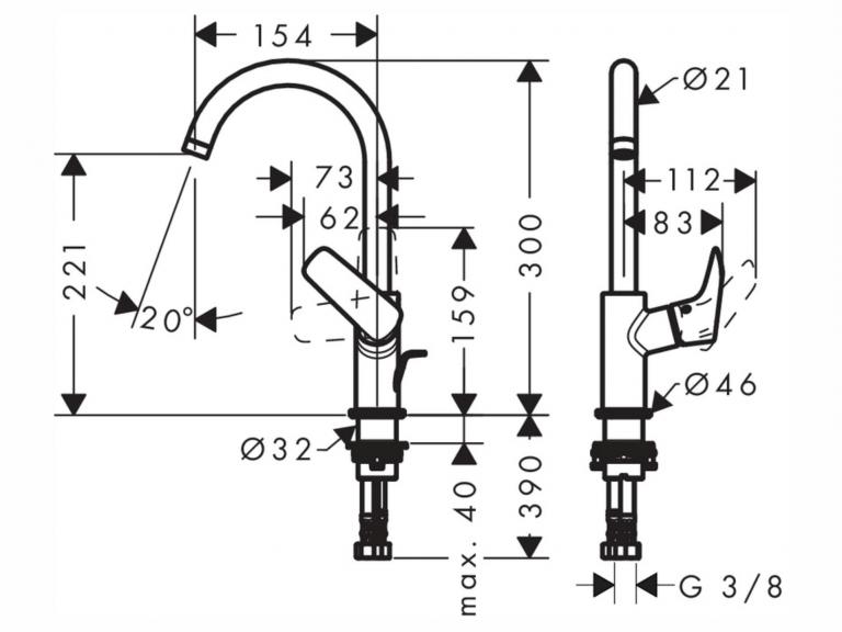 Küchenarmaturen Logis 210 maß